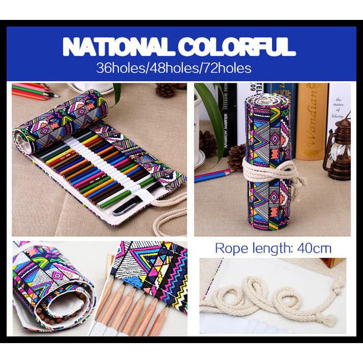 

TAS TEMPAT PENSIL GULUNG CANVAS 48 SLOT 20 X 56CM CASE PENSIL WARNA