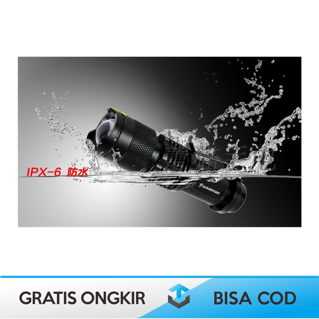 SET LENGKAP SENTER LED 2000 LUMENS WATERPROOF TAFFLED ORIGINAL MURAH