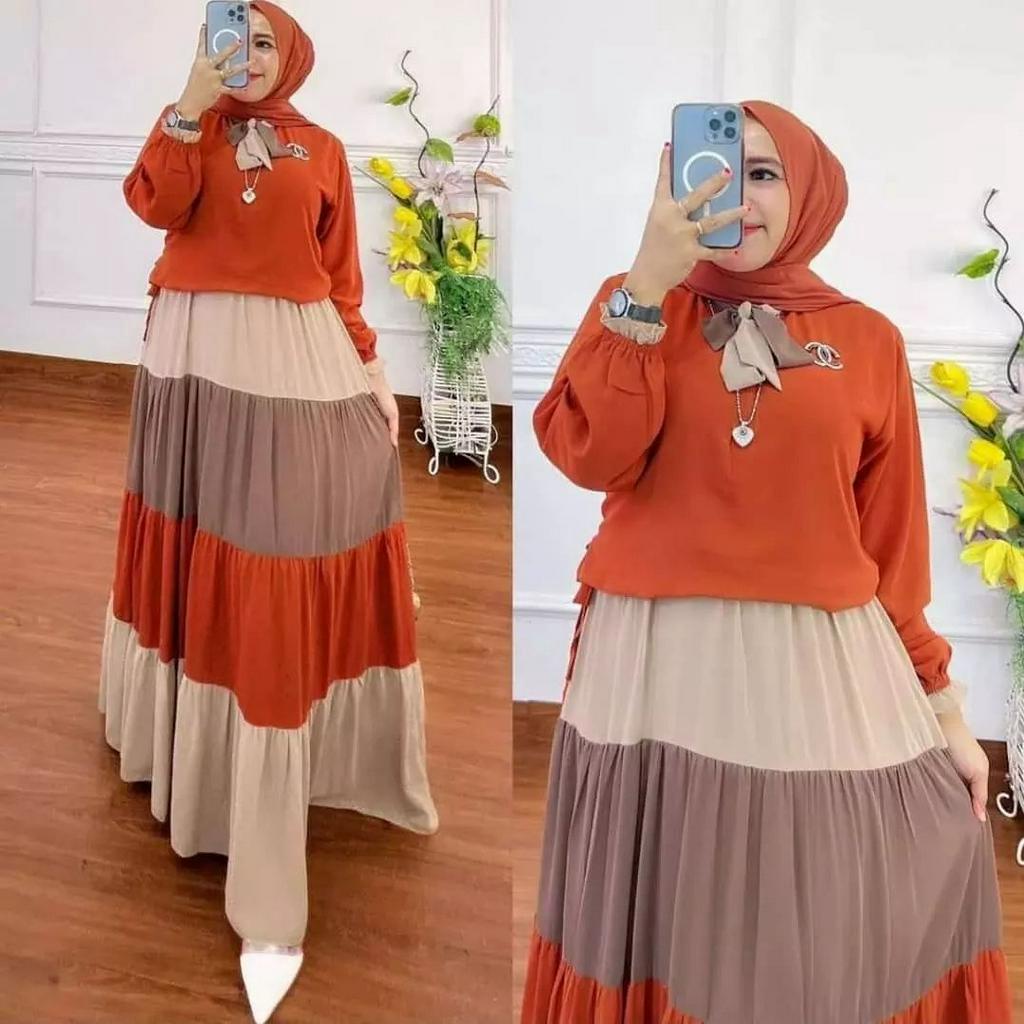 GAMIS WANITA TIARA DRESS VOL 2 BAHAN CERUTY BABYDOLL FULL FURING TALI PINGGANG LD 100 - 120 CM PB 138 MINT UKURAN M L XL XXL GAMIS WANITA TERBARU 2023 DRESS CERUTY PREMIUM MAXY DRESS JUMBO PAKAIAN MUSLIM WANITA