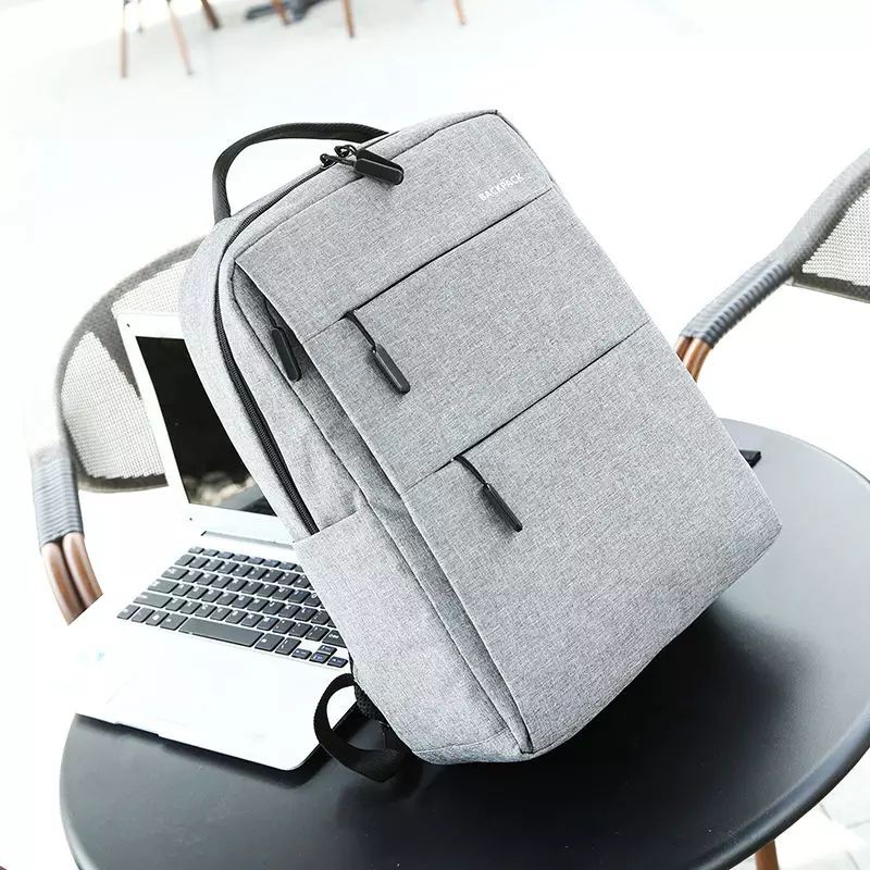 Tas Ransel Laptop Pria Anak Laki-laki Tas Sekolah Abu-abu Oxford Besar USB Bagpack Remaja pria sltg2