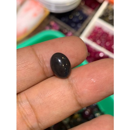 Batu permata natural black oval kalimaya hitam batu asli alam harga satuan murah meriah