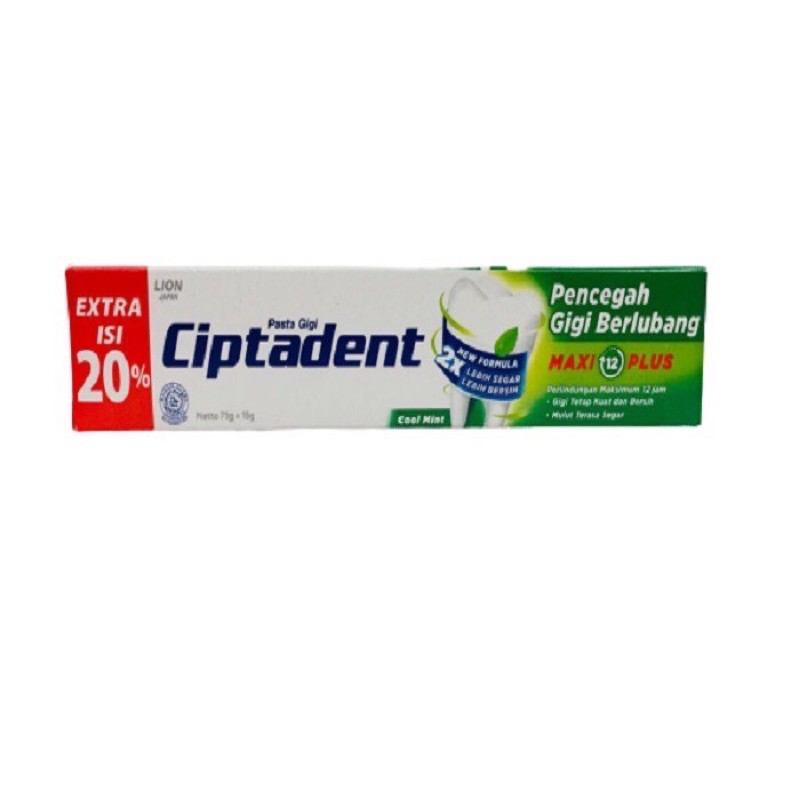 Ciptadent Maxi 12 Plus Cool Mint 75gr + 15gr - Ciptadent Pasta Gigi