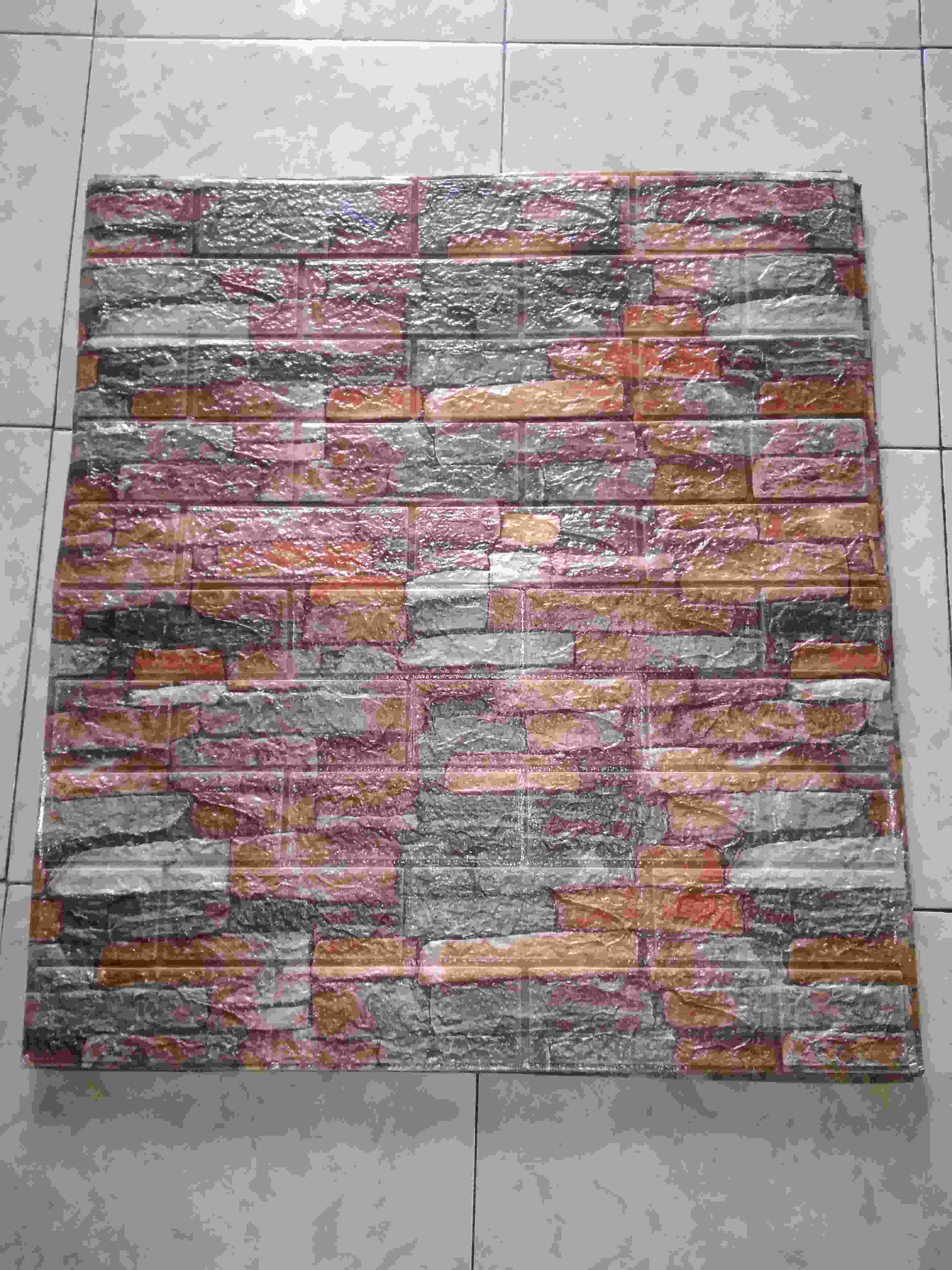 Wallpaper Foam 3d Motif Batu Bata Natural |tridee Natural Stone Black Orange