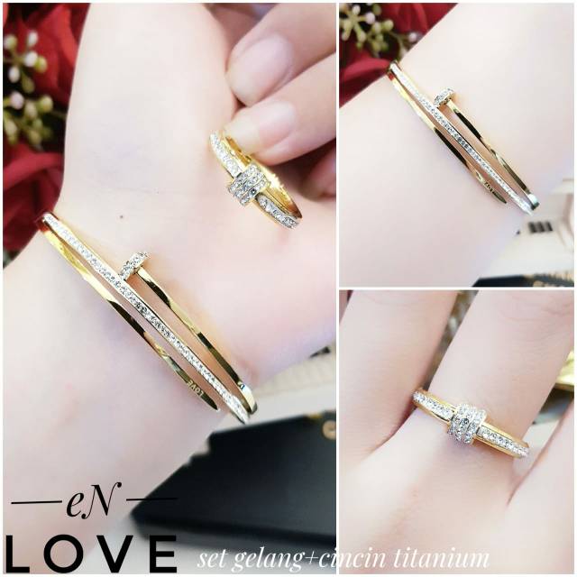 Set Titanium Gelang dan Cincin