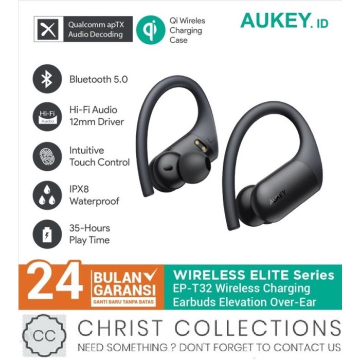 AUKEY TRUE WIRELESS BLUETOOTH EARPHONE SPORT WATERPROOF MIC ON EP-T32