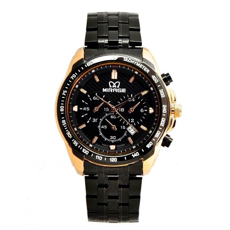 MIRAGE SPORT BLACK ROSGOLD ORIGINAL JAM TANGAN PRIA mirage Garansi 1 tahun Tahan Air  8535M Hitam pH