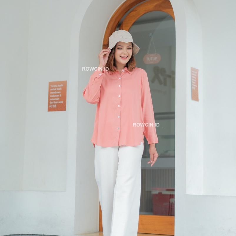 KEMEJA WANITA POLOS LENGAN PANJANG WANITA KATUN RAYON LONG SHIRT ORGANIK-5