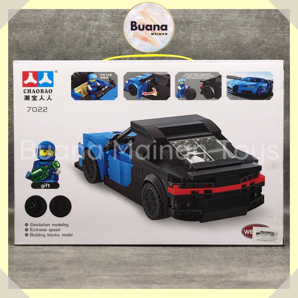 BRICKS CHAOBAO BUGATTI CHIRON MAINAN EDUKASI ANAK COWO CEWE BRICK TOY MOBIL BALAP SPORT CAR BLOCK BALOK 7022