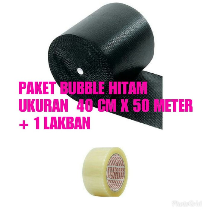 

PAKET BUBBLEWRAP BUBBLE WRAPING HITAM UKURAN 40 CM X 50 METER + LAKBAN
