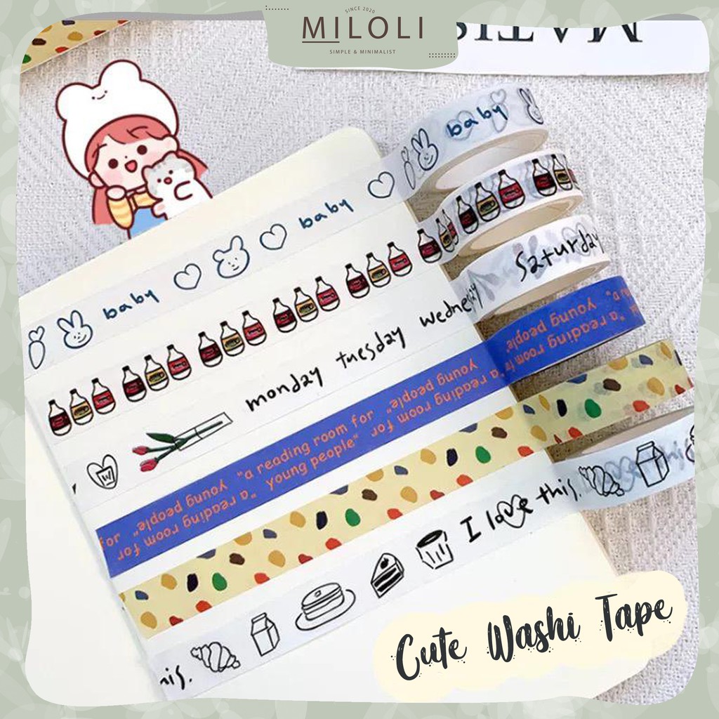 

[MILOLI] 1Pc Washi Tape Decor Masking Tape Journal Scrapbook - A0016