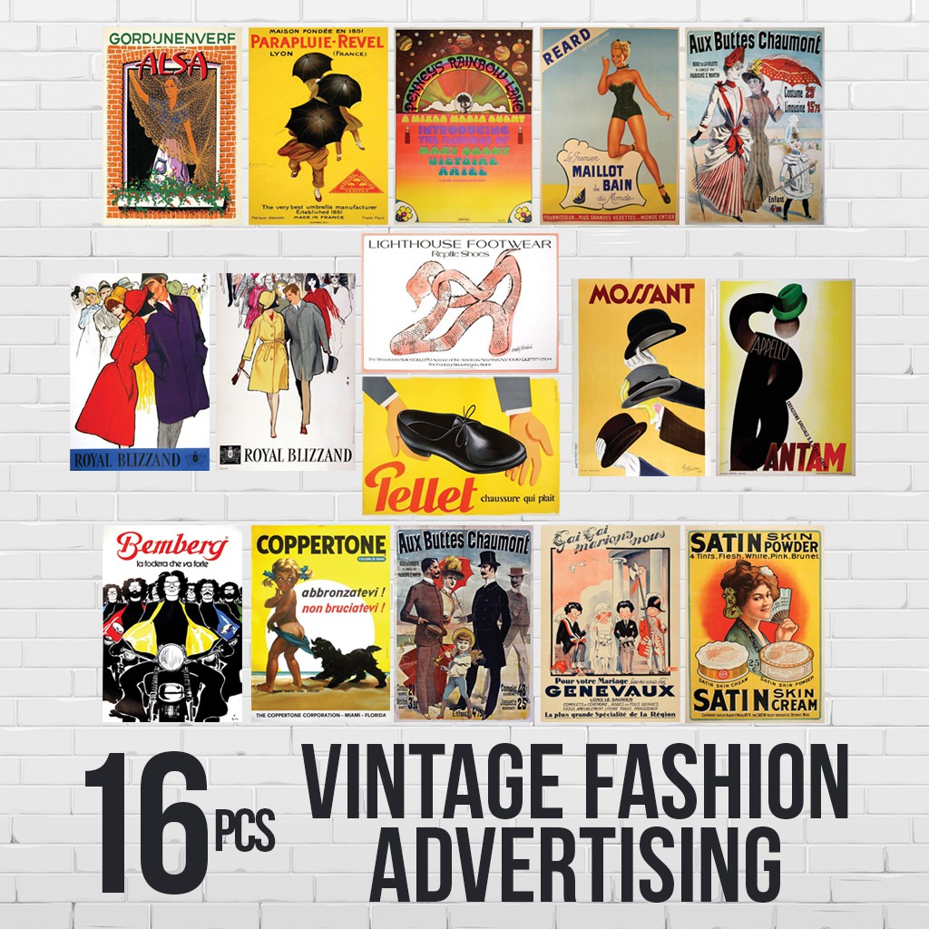

(16 Pcs) Vintage Fashion Poster A3+ / A4