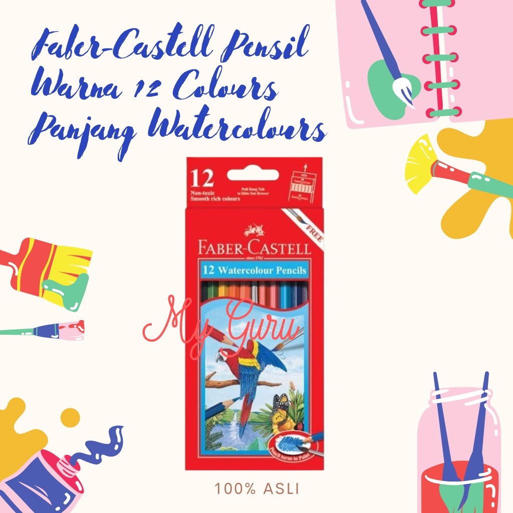 

[SET] PENSIL WARNA FABER CASTELL WATERCOLOUR 12 WARNA PANJANG