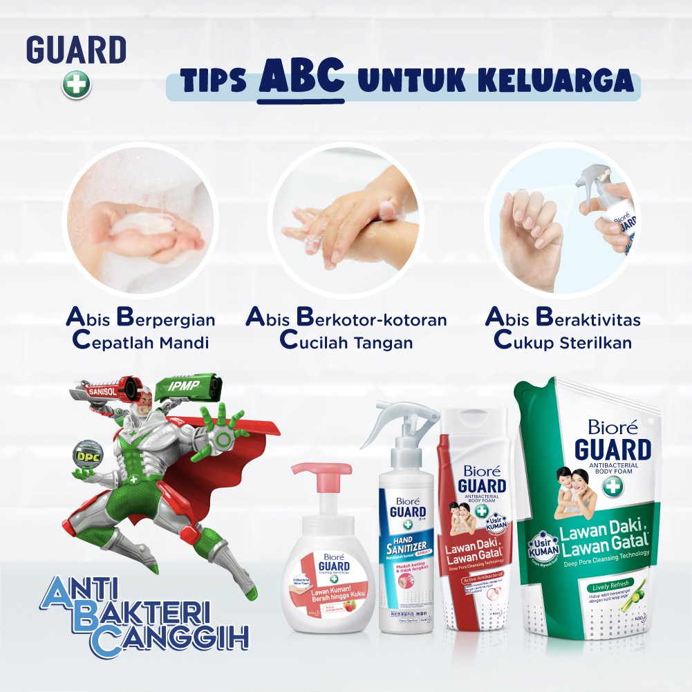 Biore Guard Sabun Mandi Cair Pembersih Daki Active Antibacterial Refill 800 ml - Sabun Cair Body Wash Double Protection