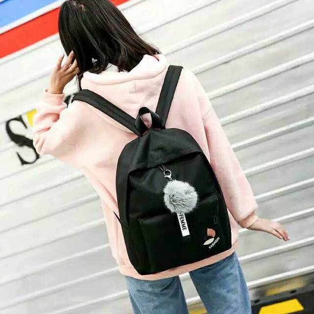 Ransel Wanita Pria Ransel SD SMP Kasual Perjalanan Sekolah Laptop Pria Multifungsi Tahan Air Tas Oxford Ransel Olahraga Luar Ruangan Hitam