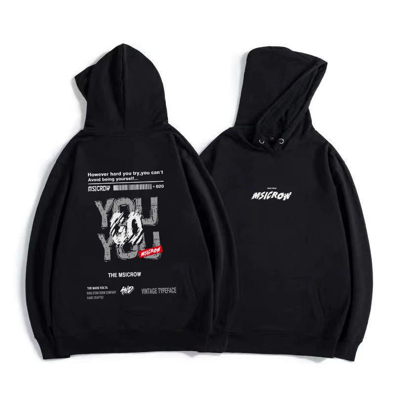 PROMO COD Hoodie Couple Pria Wanita Korean Oversize ins YOU Street fashion letters printing Crew neck hooded sweater Men and women couple hoodies