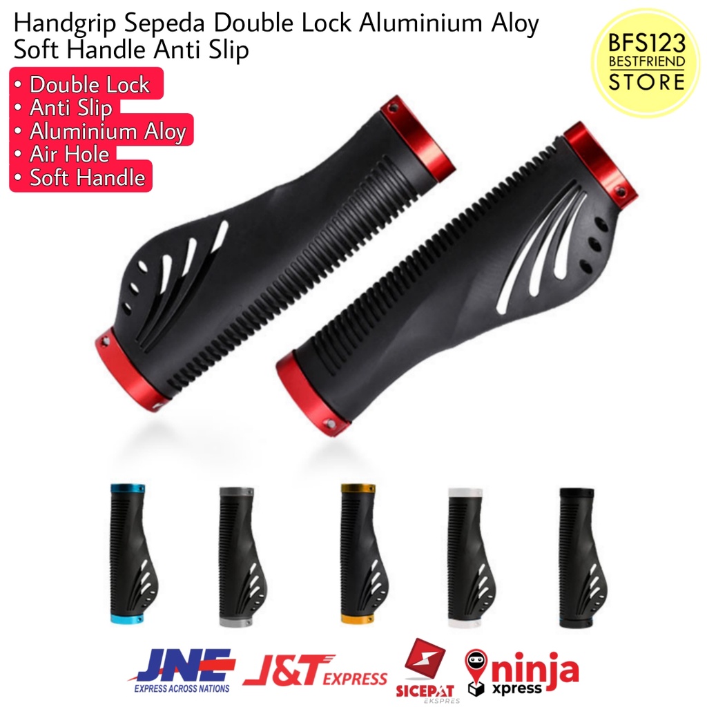 Handgrip Sepeda Double Lock Aluminium Aloy Soft Handle Anti Slip