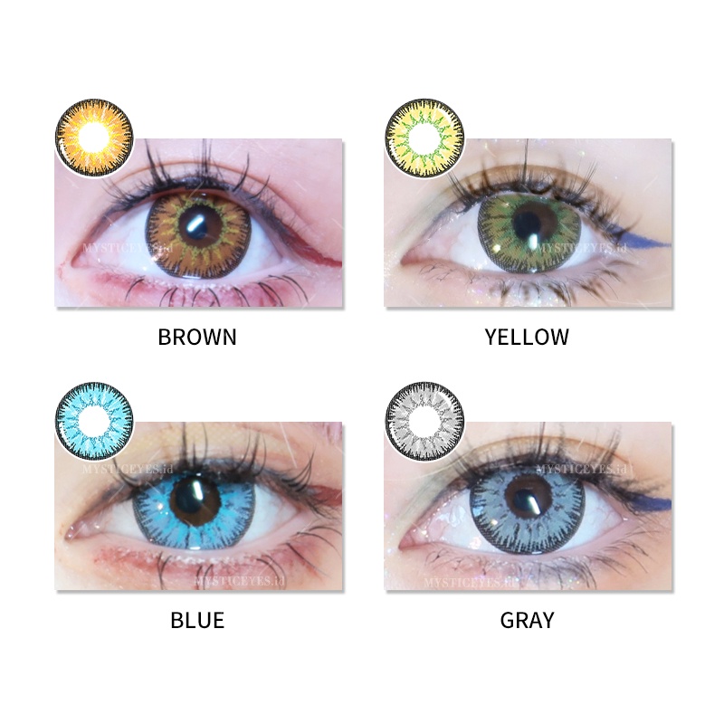 [✅COD] MYSTICEYES SOFTLENS COSPLAY CRAZY LENSA KONTAK WARNA LOVE WORDS &amp; VIKA TRICOLOR SERI 3 TONE 14.5MM (NORMAL)