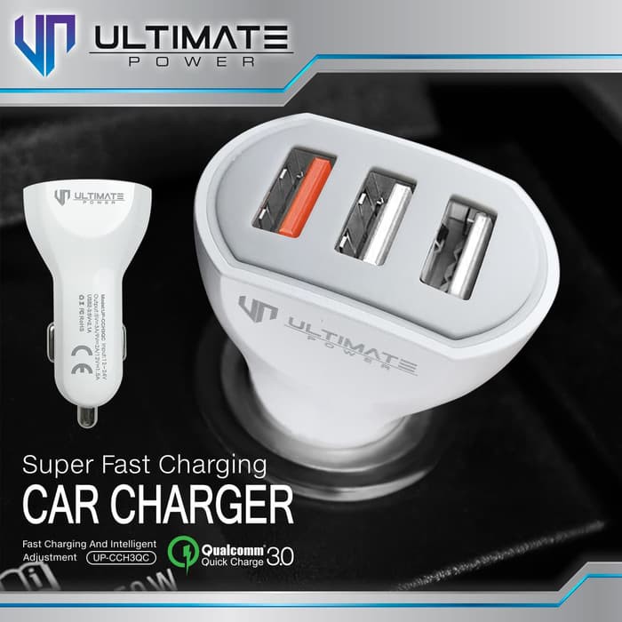 Ultimate Adaptor Super Fast Charging 3 USB Car Charger Mobil