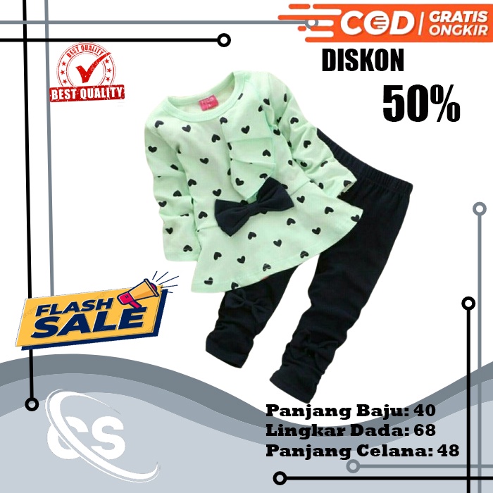 Setelan Anak Perempuan Model Terbaru Stelan Baju Anak Cewek 2-5 Thn Fashion Korea Kaos Anak