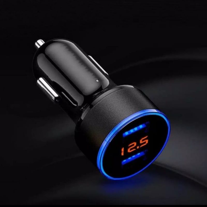 Car Charger Kepala Charger HP Mobil Display Digital LED Dual USB