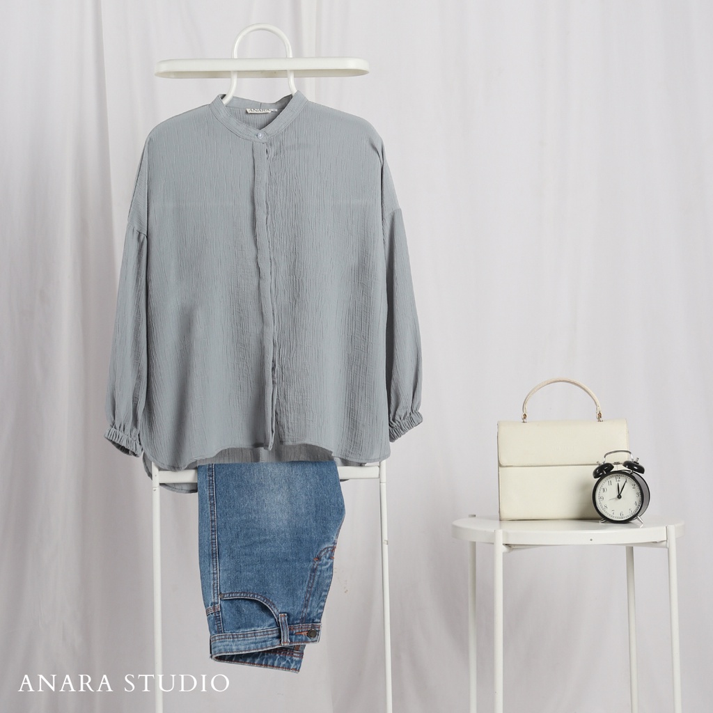 ANARA Maggie Oversized Boouse | Blouse Wanita Lengan Panjang | Baju Kantor