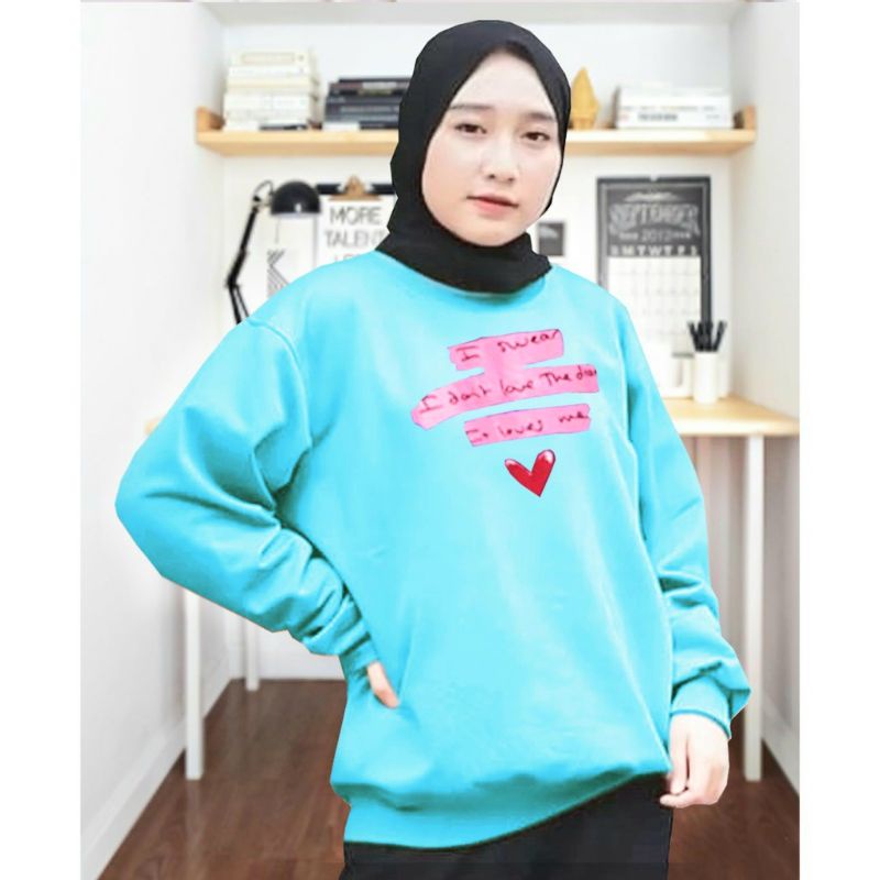 JF  Atasan Kaos Lengan Panjang Wanita / Kaos Sweater Wanita Muslimah Terbaru LOVES ME