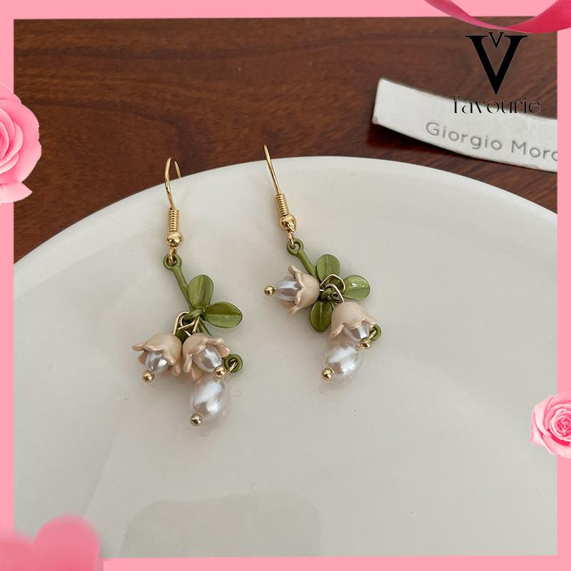 [COD]Anting Stud Desain Anggrek Aksen Mutiara Untuk Anak Perempuan-FA