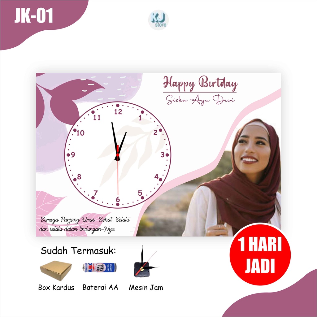 Kado Ulang Tahun Hadiah Ultah Jam dinding Happy Birthday Gift Nikahan Pernikahan Wedding inimalis Cewek cowok Dekorasi Kamar Tidur Estetik Custom Costum Perempuan Teman Sahabat bestie Cewek Cowok Pasangan Couple Kayu Reques Foto Tulisan unik aesthetic