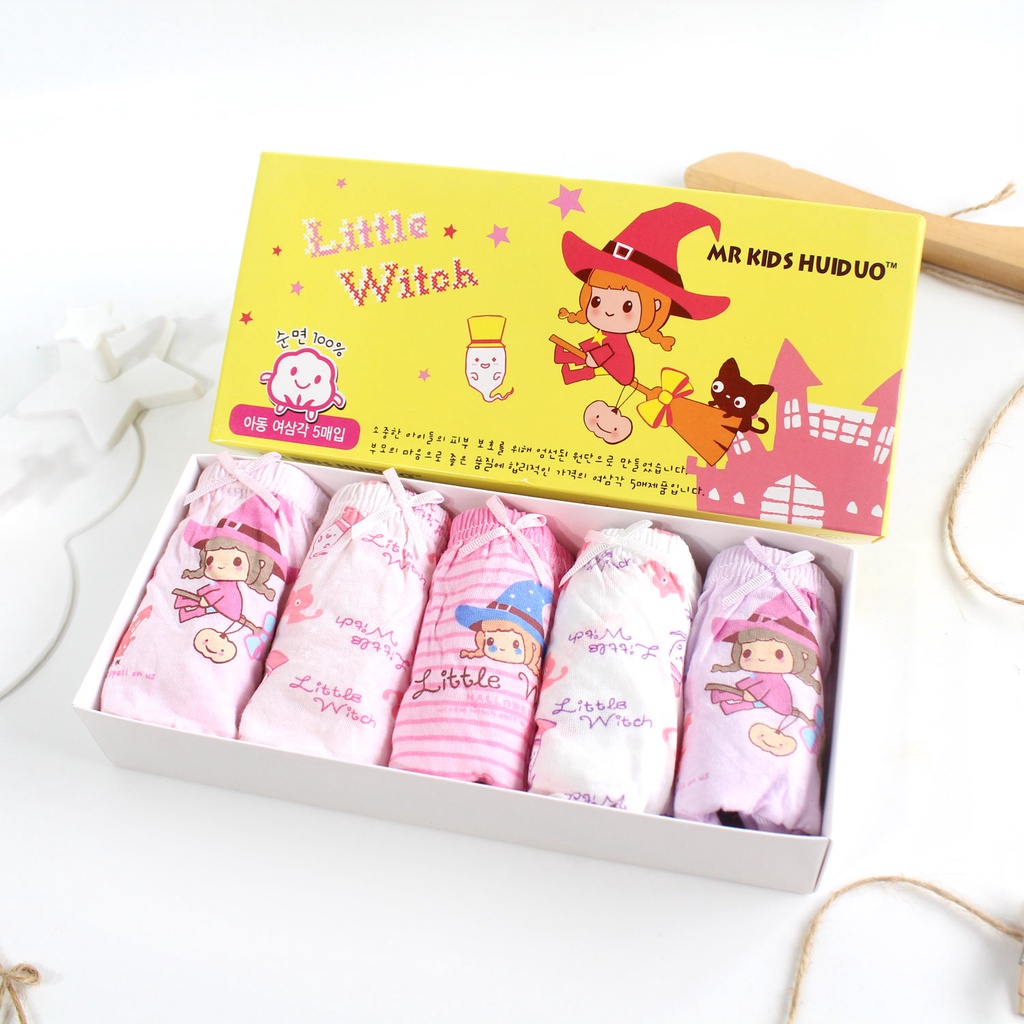 SET Celana Dalam Anak Perempuan Witch Celana Dalam Anak dengan Box Kolor Anak Perempuan Import Little Witch