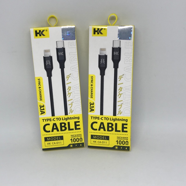 Kabel Data Hk Type C To Lightning Hk Ca D11 Type C To Iphone Hkcad11 Ca D11 Fast Charging 3 1a Shopee Indonesia