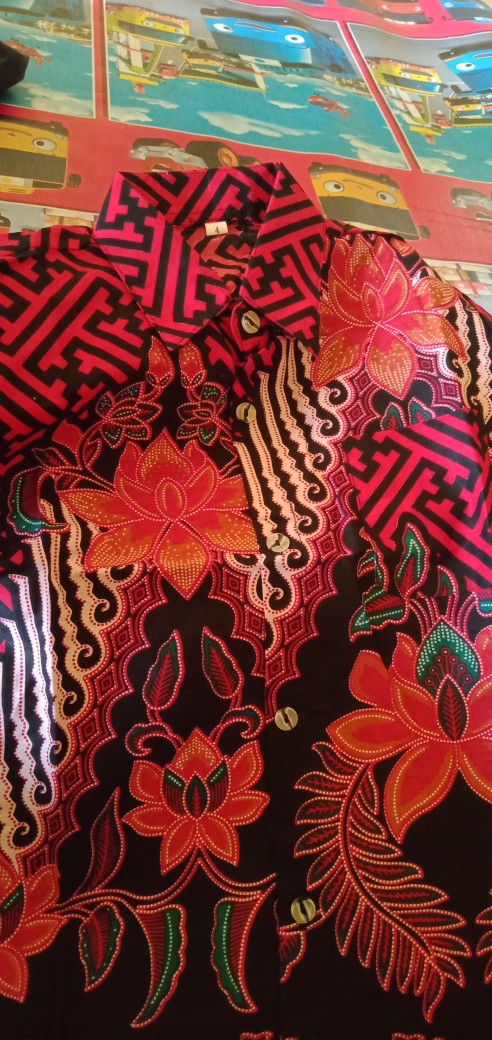 Batik Couple Keluarga Sania Ruffle Ori Ndoro Jowi Dnt Motif Bata Merah