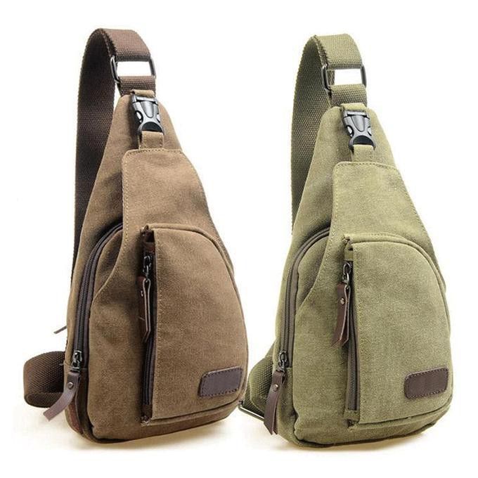Tas Selempang Pria Kanvas / Sling Bag / Slempang Bodypack Canvas - Hijau