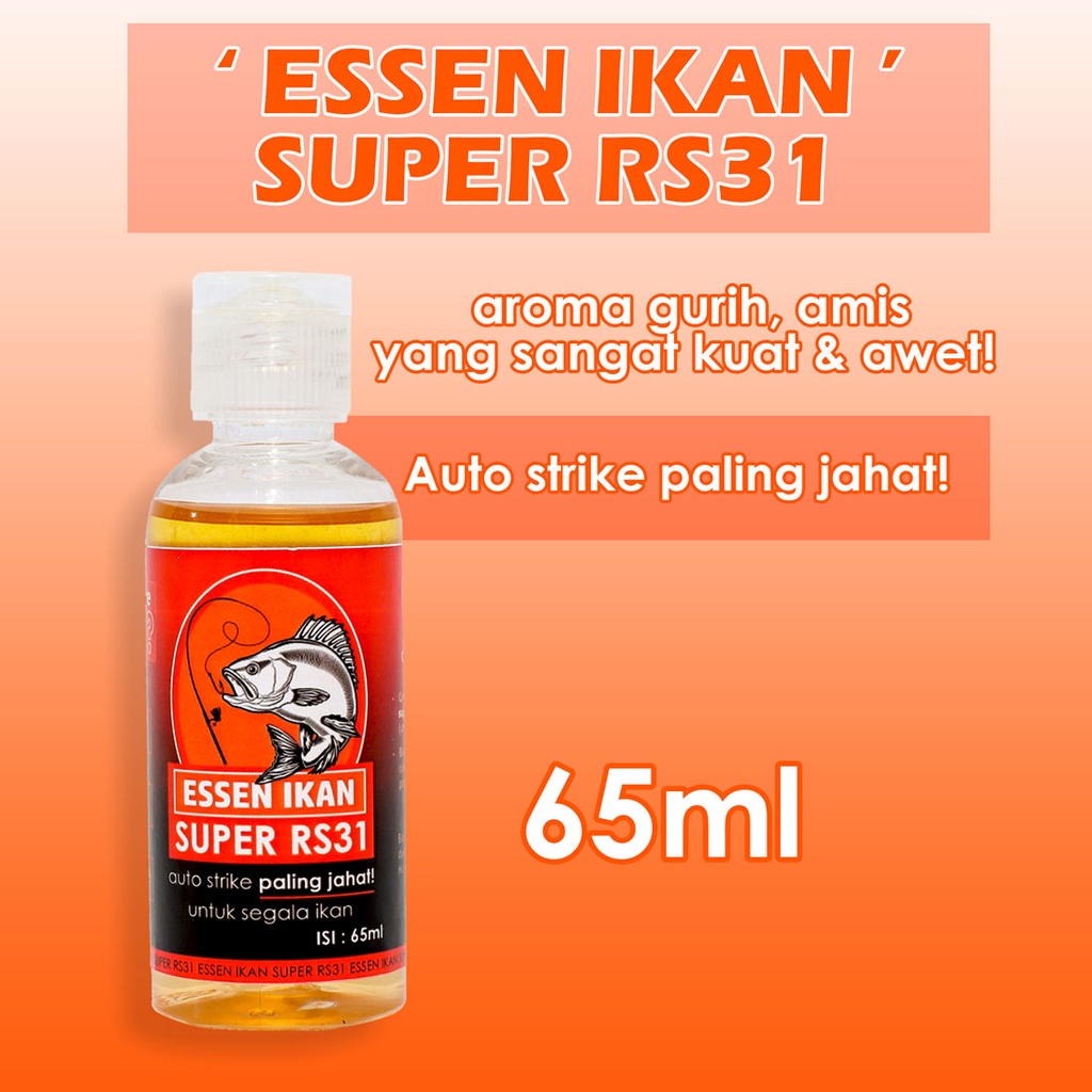RS31 Essen Ikan Super - Essence Pancing Aroma Gurih &amp; Amis Untuk Segala Ikan Mas, Lele, Tombro, Bawal, Nila, Kakap, Bawal, Baramundi, Belanak, Bandeng Paling Jahat dan Gacor Untuk Indukan / babon di Segala Spot Laut, Tambak, Sungai, Galatama &amp;  Galapung,