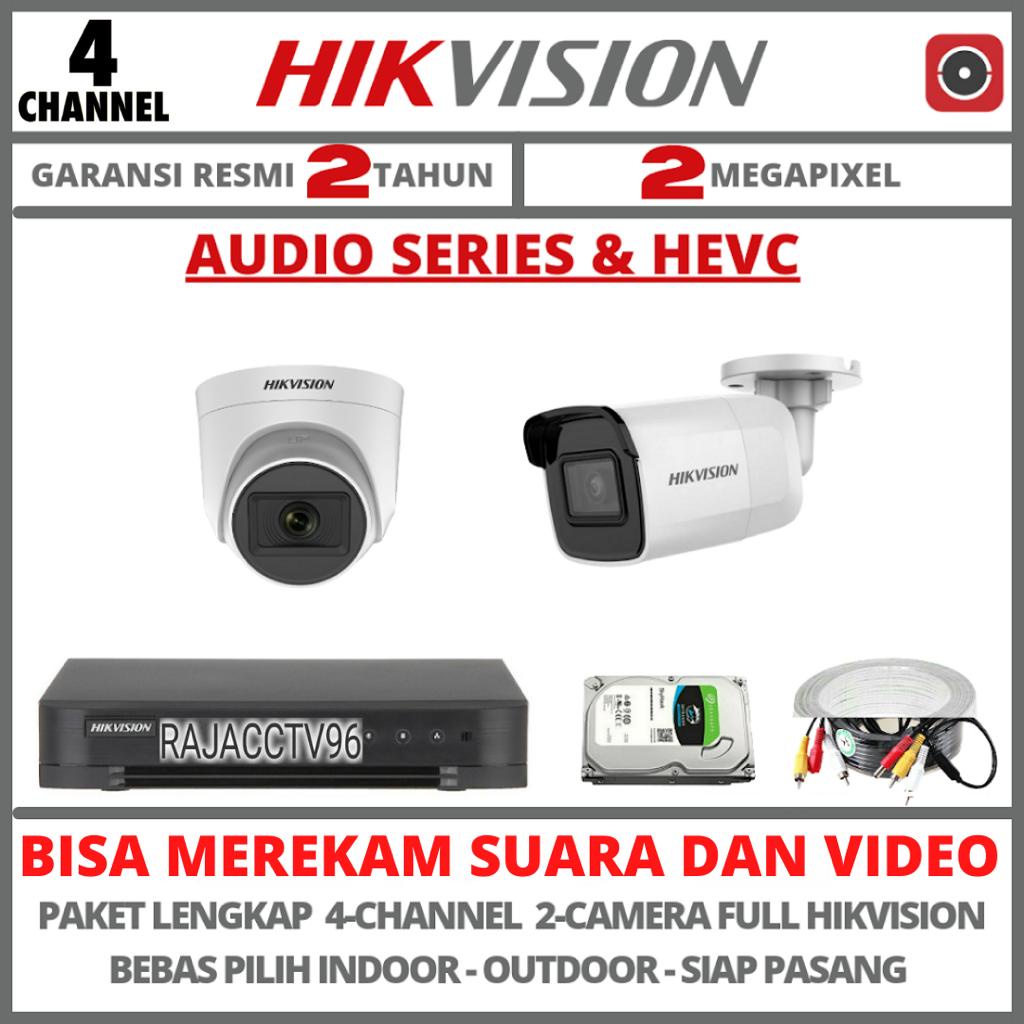 PAKET CCTV HIKVISION AUDIO SERIES 4 CHANNEL 2 CAMERA 2MP TURBO HD 1080P KOMPLIT KAMERA CCTV