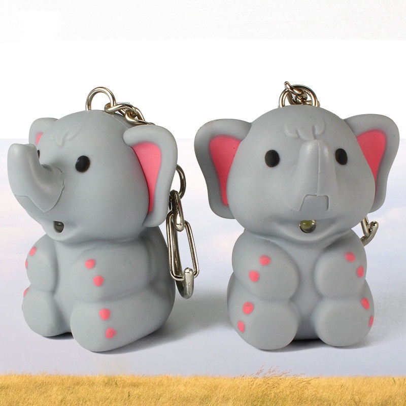 Gantungan Kunci Boneka Anime Dumbo Bahan PVC Dengan Lampu LED Dan Suara Untuk Hadiah Ulang Tahun