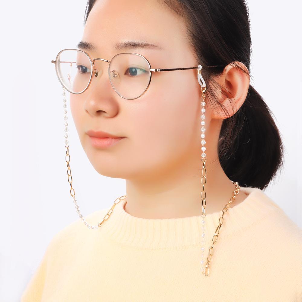 Lily Sunglasses Chain Jewelry Kristal Mutiara Metal Neck Strap Rantai Kacamata