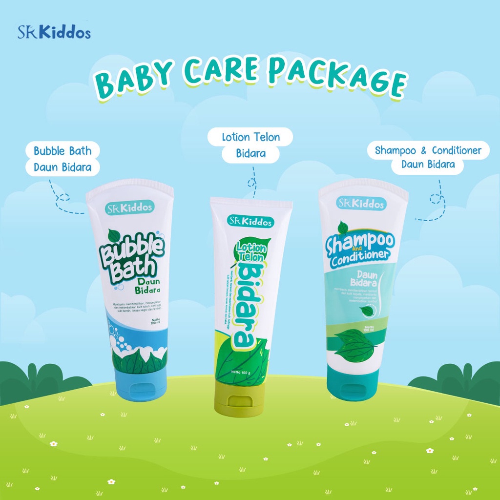 SR Kiddos Baby Care Package SR12 - Bubble Bath Daun Bidara - Lotion Telon Bidara - Shampoo &amp; Conditioner Daun Bidara - Baby Care Package Daun Bidara - Perawatan Bayi Balita SR12 - Daun Bidara Anak - Skincare Bayi Balita