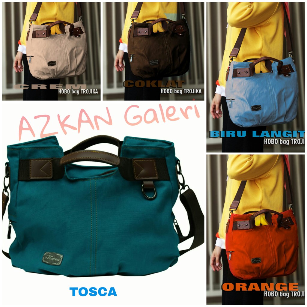 Tas Selempang Wanita Sling Bag Trojika Hobo Bag Slempang Kain Kanvas