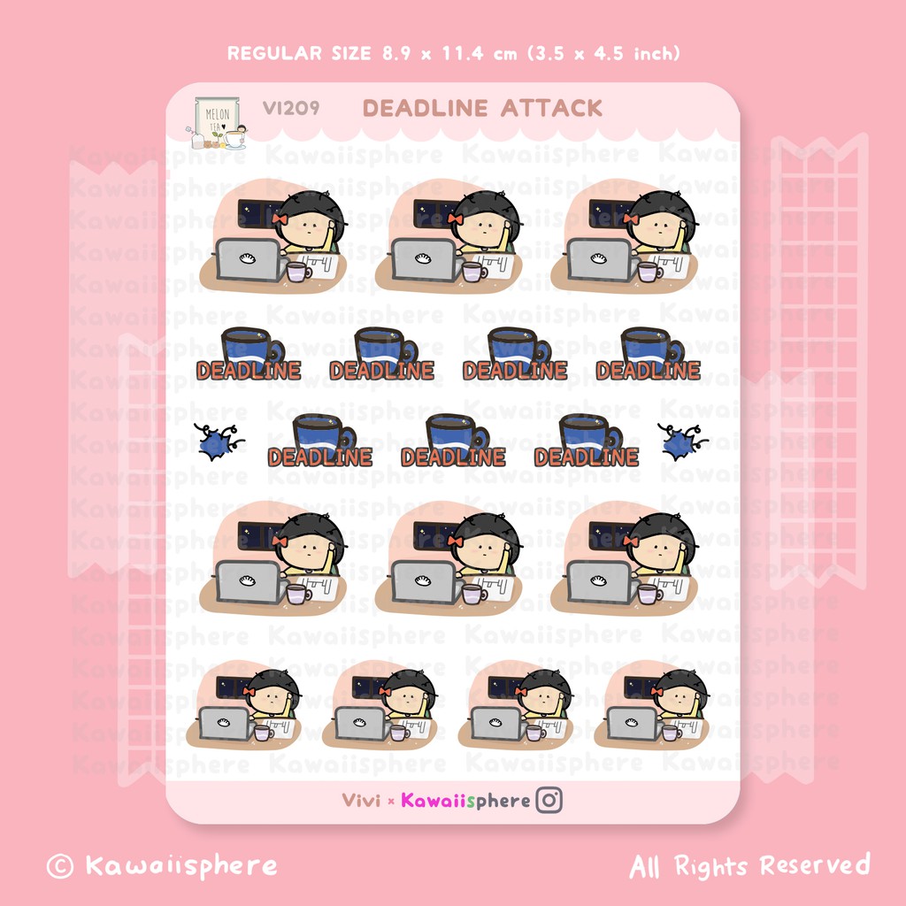

Deadline Attack | Stiker Jurnal / Planner Kawaiisphere | VI209 | Deadline Reminder Sticker