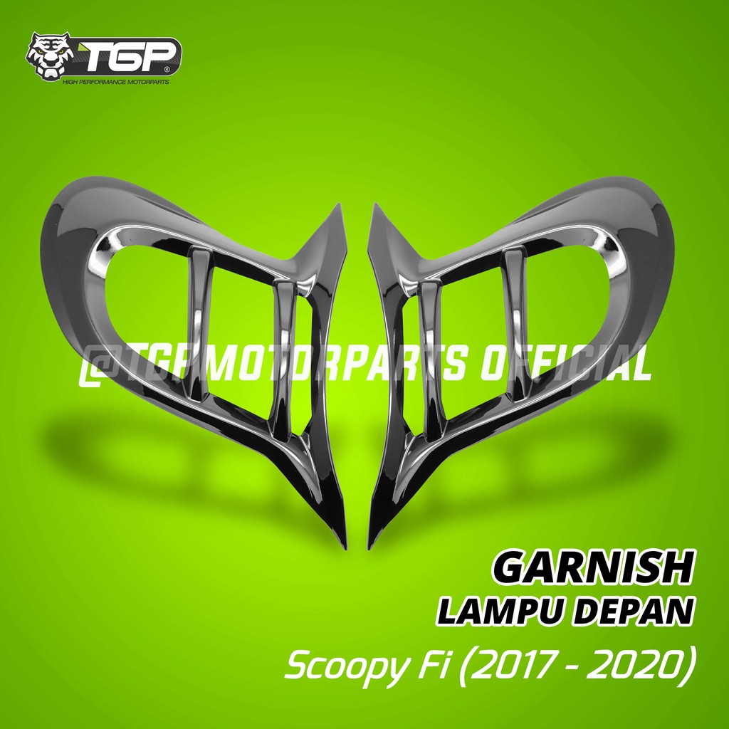Garnish Lampu Depan Scoopy FI Chrome Aksesoris Variasi Motor Honda TGP Murah Berkualias Premium