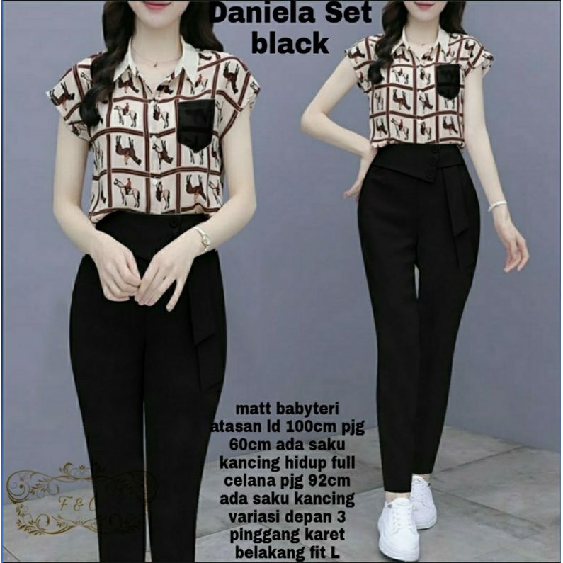 3 UKURAN M L XL PAKAIAN WANITA SET DANIELA SETELAN ATASAN DAN CELANA BABYTERRY FEHM