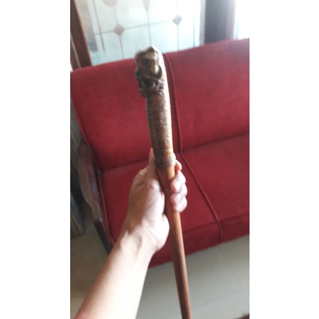 tongkat komando kayu stigi ukir macan maung