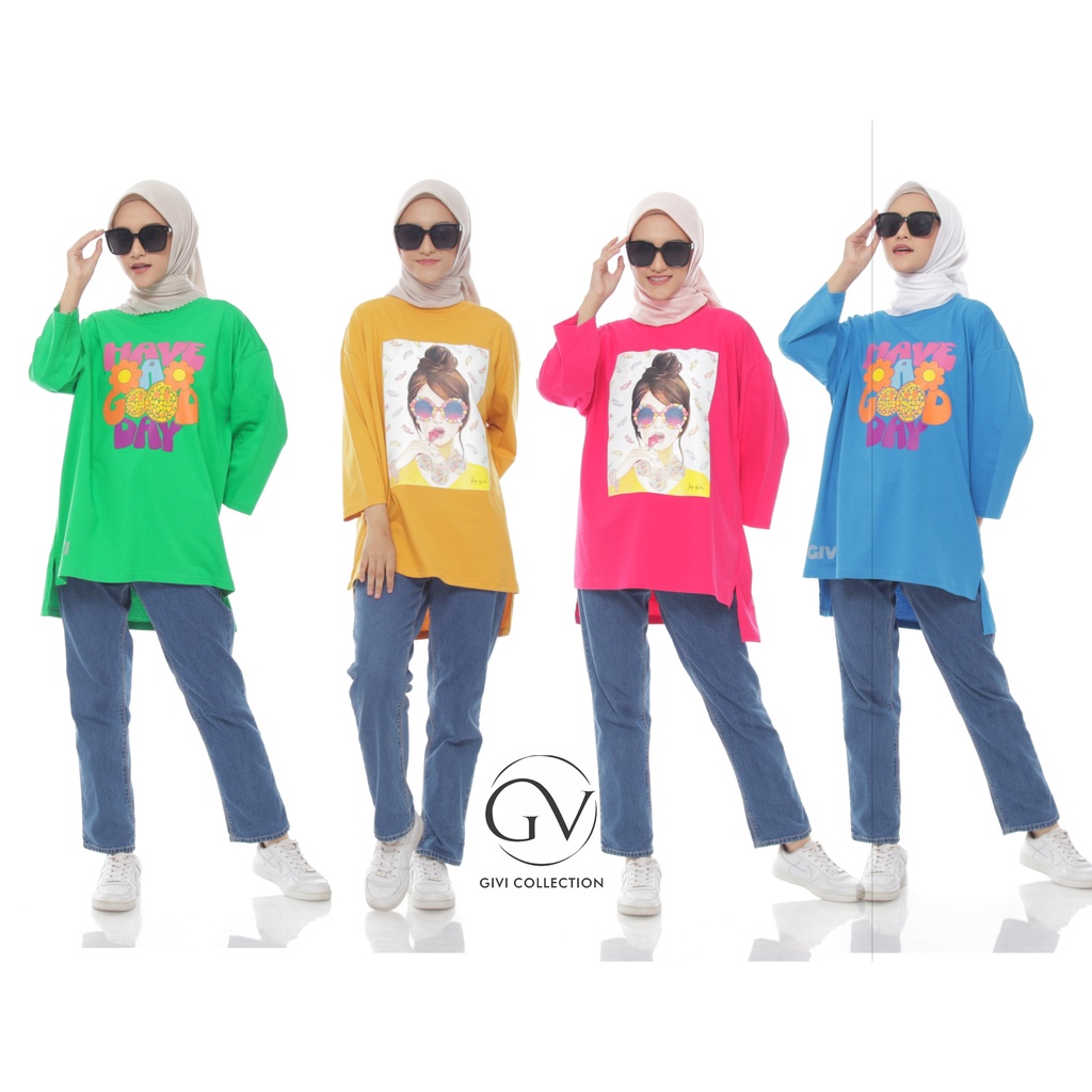 Tunik kaos oversize wanita by givi | atasan kaos wanita terbaru