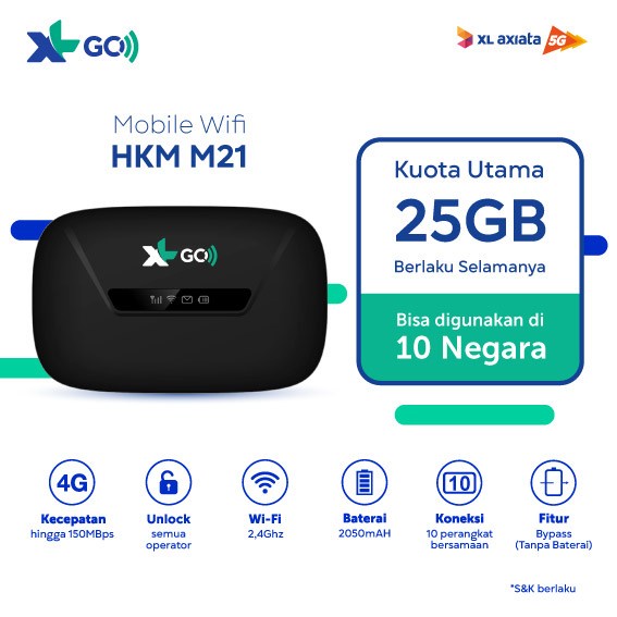 Mifi Modem Wifi 4G All Operator HKM M21 Free Perdana XL Go IZI [UNLOCK All Operator]