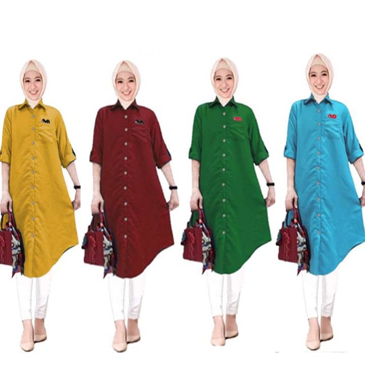 LVB Baju Atasan Tunik Wanita LONG TUNIC POCKET PLY / Tunik Panjang uk. L - XL - XXL / 17656 17659