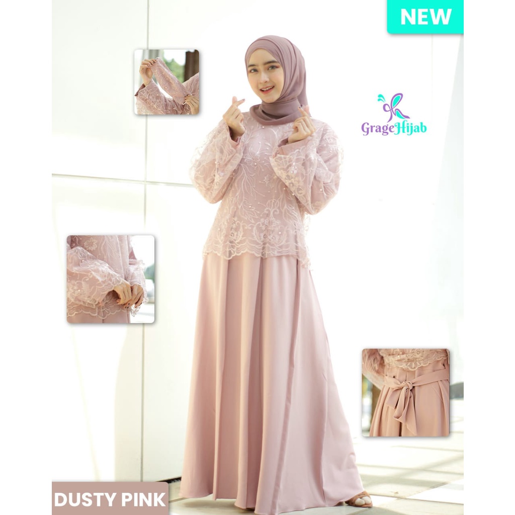 DRESS BROKAT GHAIDA Mix itycrepe premium Maxi pesta terbaru mewah simpel looks kondangan seragaman