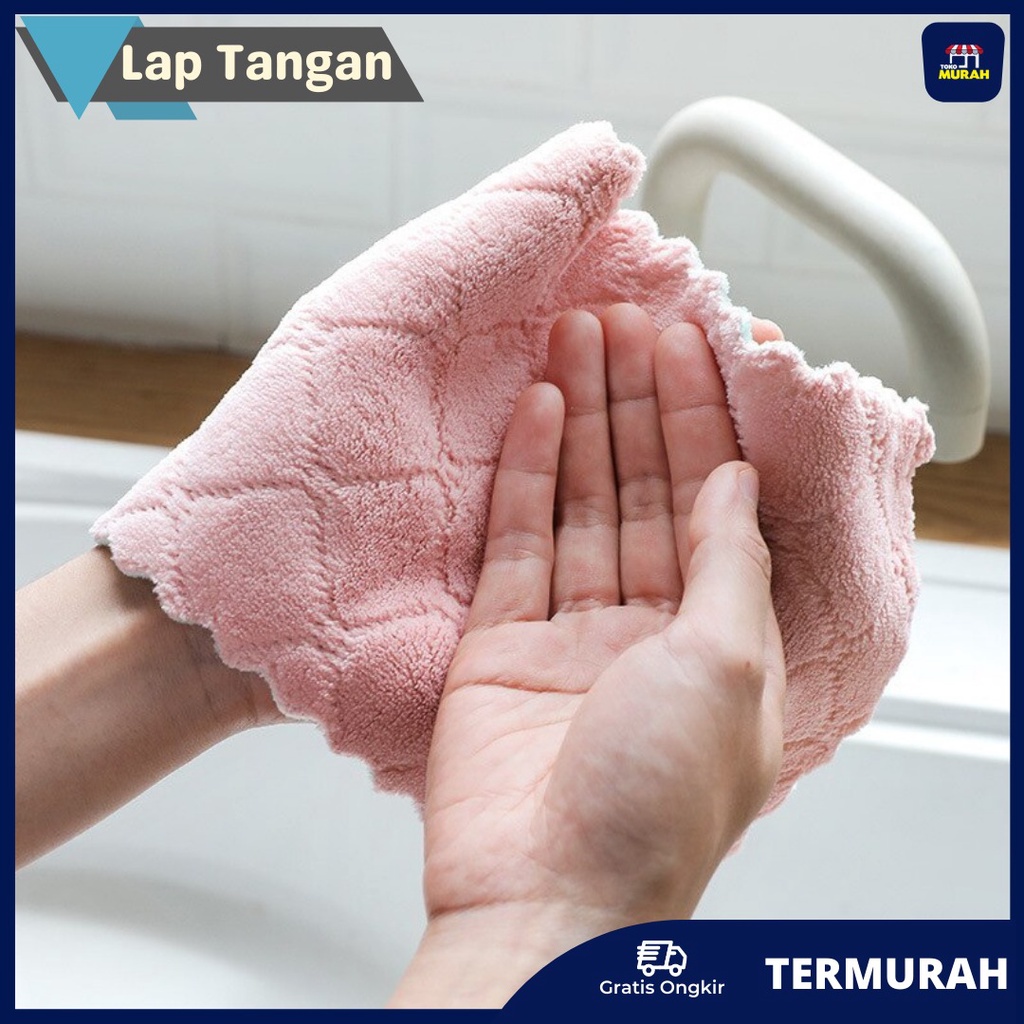 Kain Lap Dapur Kain Lap Piring Anti Minyak Kain Lap Microfiber Ukuran Besar 23 x 15 Colar Fleece Twis 2 Sisi