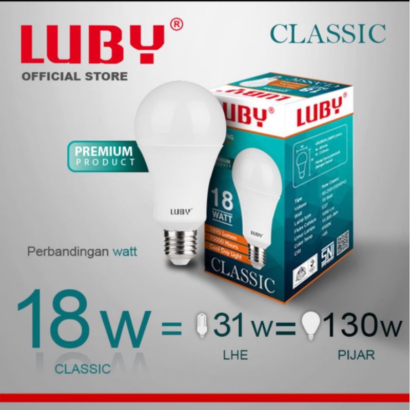 Lampu led 18watt Luby classic
