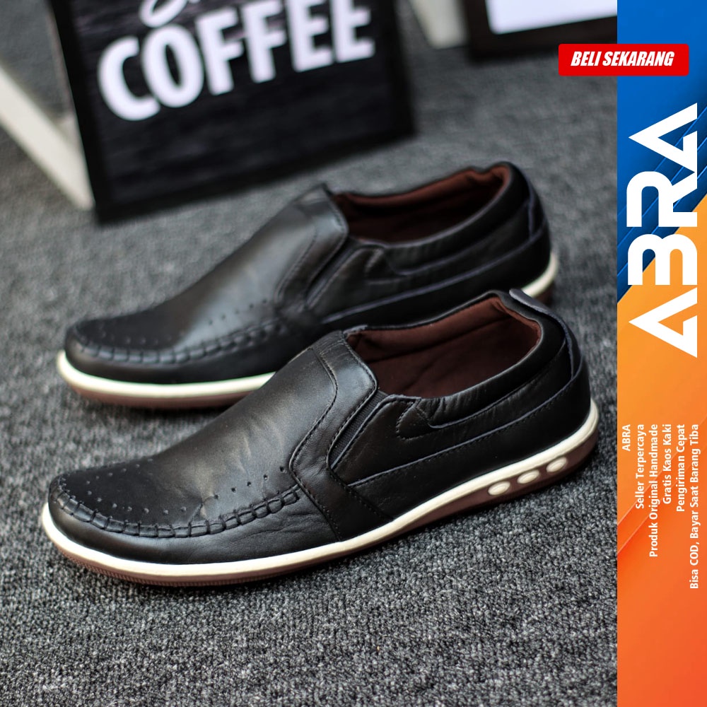 Sepatu Kulit Slip On Casual Pria - Abra jimyth