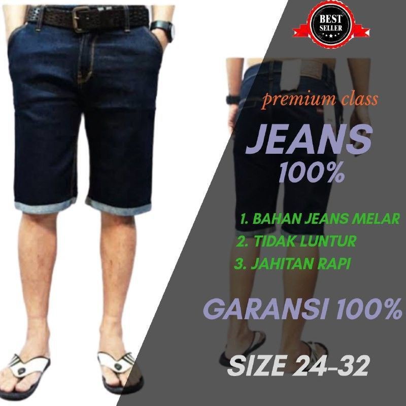 Celana jeans Pendek lipat slimfit jeans pendek PriaTermurah